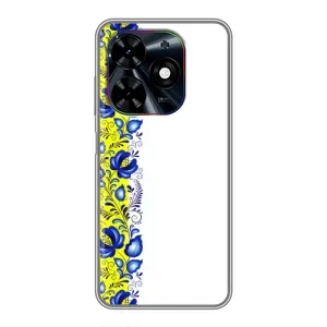 Силиконовый Чехол на Tecno Spark Go 2024 (BG6) с картинкой Вышиванки (Желто-синяя вышиванка)