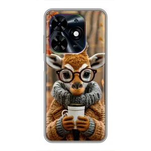 Печатный чехол «Зверята с кофе» для Tecno Spark Go 2024 (BG6) (Жираф с кофе)