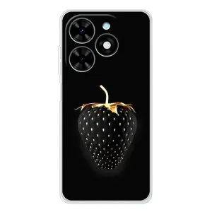 Чехол с изображением вкусной еды для Tecno Spark Go 2025 (Чёрная клубника)