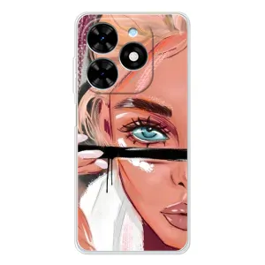 Силиконовый Чехол на Tecno Spark Go 2025 с картинкой Стильных Девушек (Девушка и ресницы)