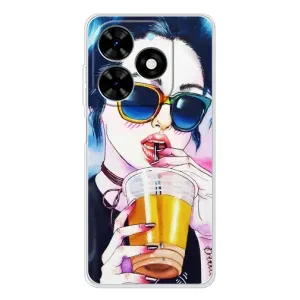 Чехол с картинкой Модные Девчонки Tecno Spark Go 2025 (Девушка с коктейлем)