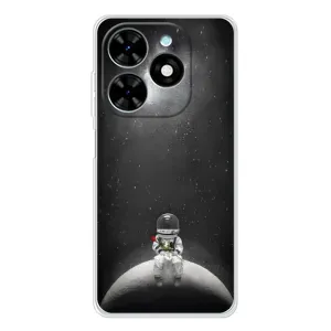 Силіконовый Чохол з принтом "Космонавти" на Tecno Spark Go 2025 (Космонавт романтик)