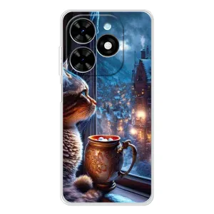 Чехлы на Новый Год Tecno Spark Go 2025 (Кот новогодний)