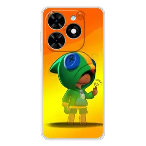 Чехол Бравл Старс для Tecno Spark Go 2025 (LEON в кофте)