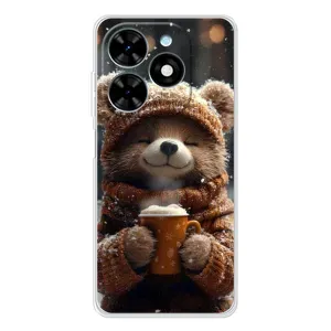 Печатный чехол «Зверята с кофе» для Tecno Spark Go 2025 (Медвежонок с кофе)