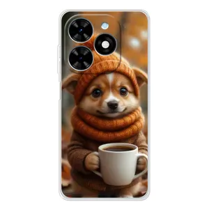 Печатный чехол «Зверята с кофе» для Tecno Spark Go 2025 (Собачка с кофе)