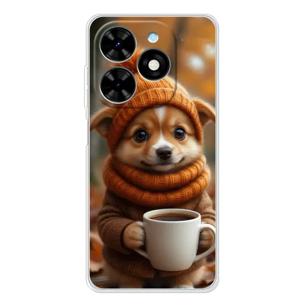 Чехол с рисунком «Собачка с кофе» для TECNO Spark Go 2025 Чехол с рисунком «Собачка с кофе» для TECNO Spark Go 2025