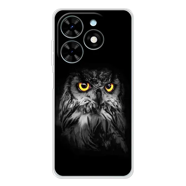 Чехол с рисунком «Сова на чёрном» для TECNO Spark Go 2025 Чехол с рисунком «Сова на чёрном» для TECNO Spark Go 2025