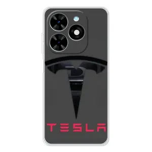 Силіконовий бампер з картинкою машини на Tecno Spark Go 2025 (Logo TESLA)
