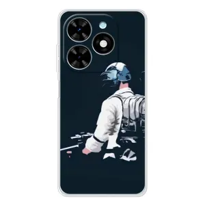 Силиконовый чехол с картинкой "Герой Pubg" на Tecno Spark Go 2025 (В экиперовке)