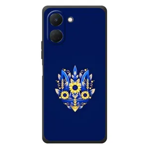 Чохол з картинкою (Патріотичний ГЕРБ) на TECNO Spark Go 3 (Герб в квітах)