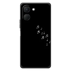 Чехол с картинками на черном фоне для TECNO Spark Go 3 (Ноты)
