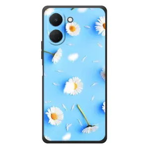 Чехол с Цветами для TECNO Spark Go 3 (ромашки на голубом)