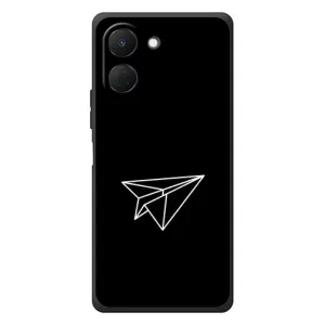 Чехол с картинками на черном фоне для TECNO Spark Go 3 (Самолетик)