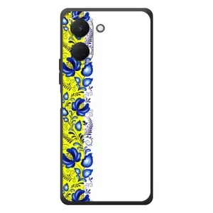 Силіконовый Чохол на TECNO Spark Go 3 з картинкой Вишиванки (Жовто-біла вишиванка)