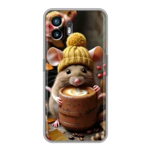 Печатный чехол «Зверята с кофе» для TECNO Spark Slim (Мышка с кофе)