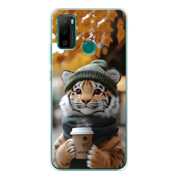 Чехол с рисунком «Тигр с кофе» для Ulefone Note 10P