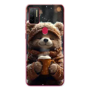 Друкований чохол 'Звірята з кавою' для Ulefone Note 11P (Ведмедик з кавою)