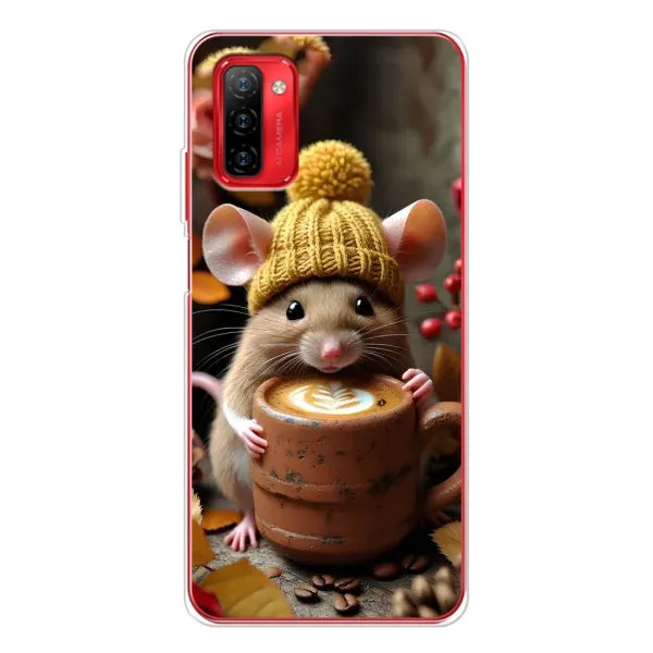 Чехол с рисунком «Мышка с кофе» для Ulefone Note 12P