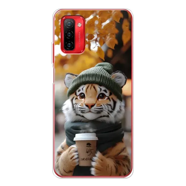 Чехол с рисунком «Тигр с кофе» для Ulefone Note 12P
