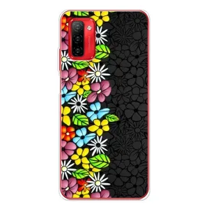 Силиконовый бампер с принтом (цветочки) на Ноте 12П (Яркие цветы на черном)