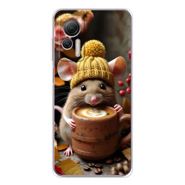 Чехол с рисунком «Мышка с кофе» для Ulefone Note 14