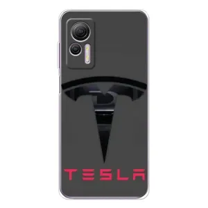 Силиконовый бампер с картинкой машины на Ulefone Note 14 (Logo TESLA)