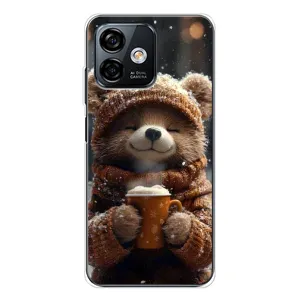 Друкований чохол 'Звірята з кавою' для Ulefone Note 16 Pro (Ведмедик з кавою)