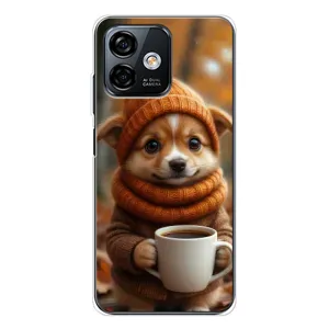 Друкований чохол 'Звірята з кавою' для Ulefone Note 16 Pro (Песик з кавою)