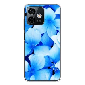 Силиконовый бампер с принтом (цветочки) на Ноте 16 Про (Синие цветы)