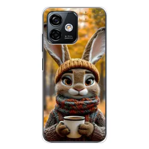Друкований чохол 'Звірята з кавою' для Ulefone Note 16 Pro (Зайчик з кавою)