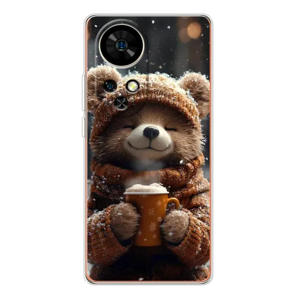 Чехол с рисунком «Медвежонок с кофе» для Ulefone Note 17 Pro