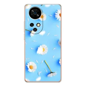 Чехол с Цветами для Ulefone Note 17 Pro (ромашки на голубом)
