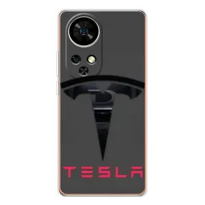 Силиконовый бампер с картинкой машины на Ulefone Note 17 Pro (Logo TESLA)
