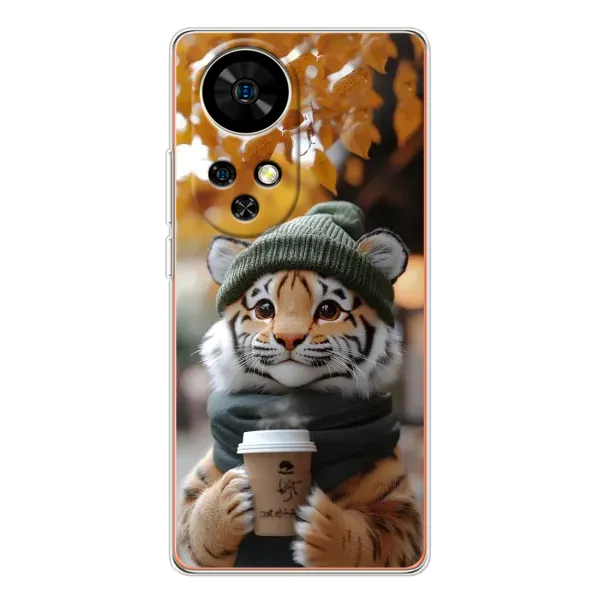 Чехол с рисунком «Тигр с кофе» для Ulefone Note 17 Pro