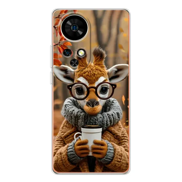 Чехол с рисунком «Жираф с кофе» для Ulefone Note 17 Pro