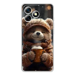 Чехол с рисунком «Медвежонок с кофе» для Ulefone Note 18 Pro