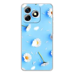 Чехол с Цветами для Ulefone Note 18 Pro (ромашки на голубом)