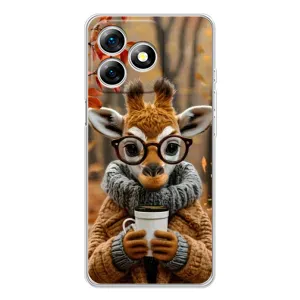 Чехол с рисунком «Жираф с кофе» для Ulefone Note 18 Pro