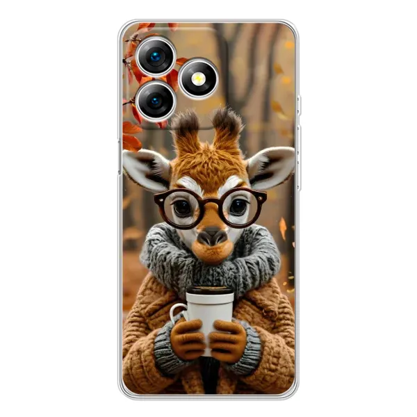 Чехол с рисунком «Жираф с кофе» для Ulefone Note 18 Pro