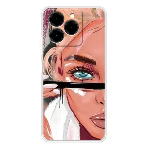 Силиконовый Чехол на Ulefone Note 20 Pro с картинкой Стильных Девушек (Девушка и ресницы)