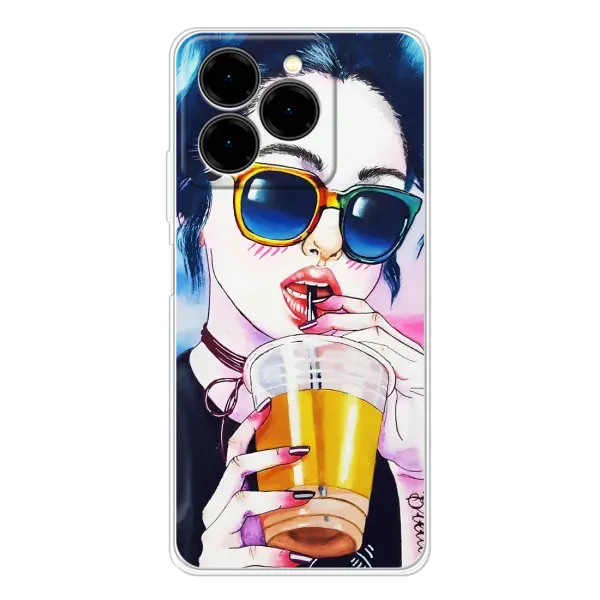 Чехол с рисунком «Девушка с коктейлем» для Ulefone Note 20 Pro