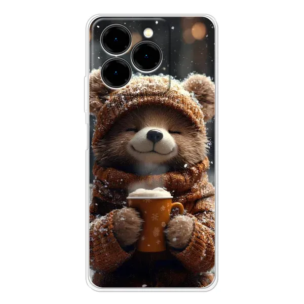Чехол с рисунком «Медвежонок с кофе» для Ulefone Note 20 Pro