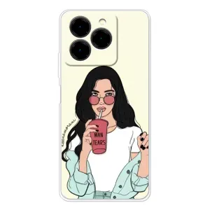 Силиконовый Чехол на Ulefone Note 20 Pro с картинкой Стильных Девушек (С напитком)