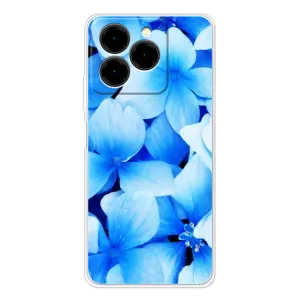 Силиконовый бампер с принтом (цветочки) на Ноте 20 Про (Синие цветы)