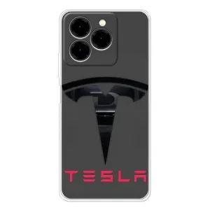 Силиконовый бампер с картинкой машины на Ulefone Note 20 Pro (Logo TESLA)
