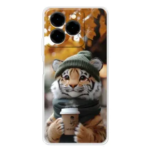 Чехол с рисунком «Тигр с кофе» для Ulefone Note 20 Pro