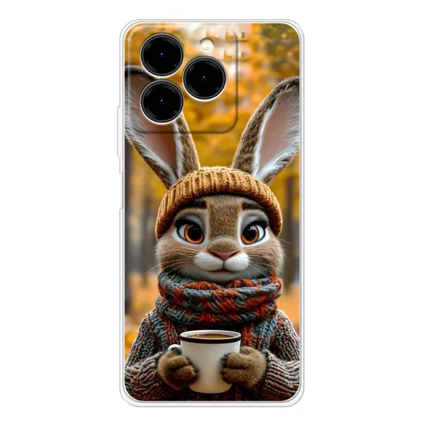 Чехол с рисунком «Зайчик с кофе» для Ulefone Note 20 Pro