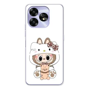 Чехол с принтом Лабубу для UMIDIGI A15C (Белый Лабубу)