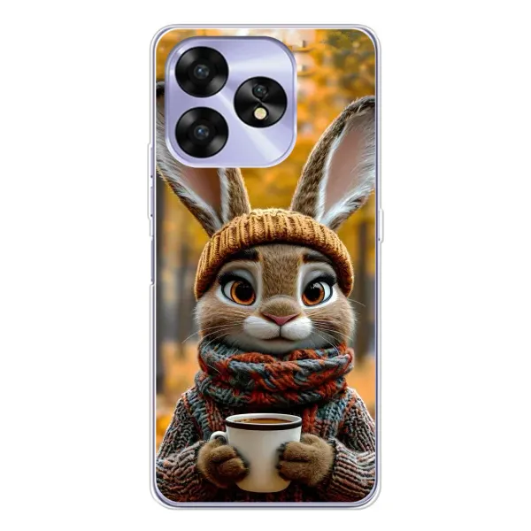 Чехол с рисунком «Зайчик с кофе» для UMIDIGI A15C